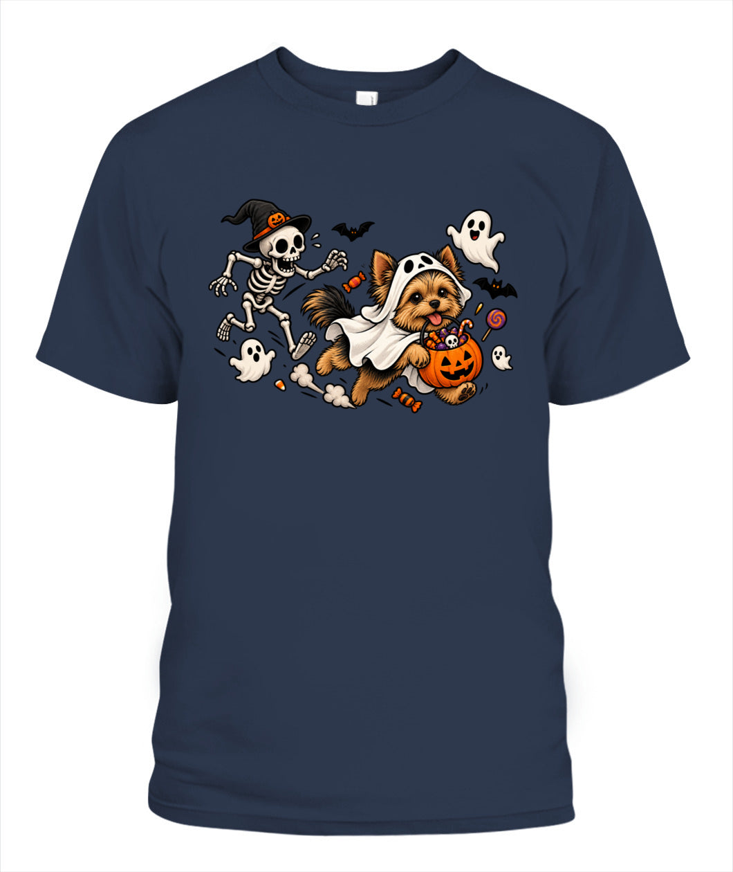 Halloween Custom Dog Breed & Skeleton Printed Graphic Sweatshirt T-Shirt