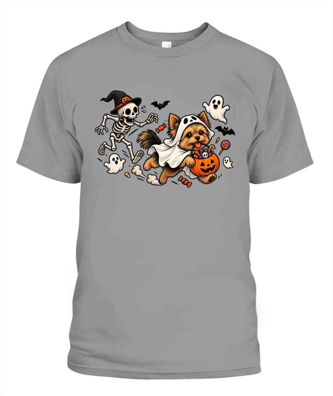Halloween Custom Dog Breed & Skeleton Printed Graphic Sweatshirt T-Shirt