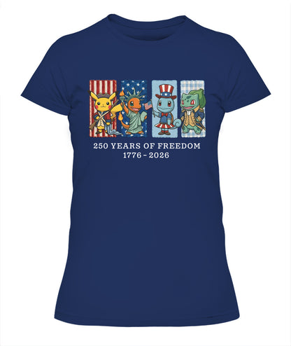 Pokemon 250 Years of Freedom 1776–2026 Patriotic Embroidered Graphic Quarter-Zip Sweatshirt, Hoodie Sweatshirt T-Shirt