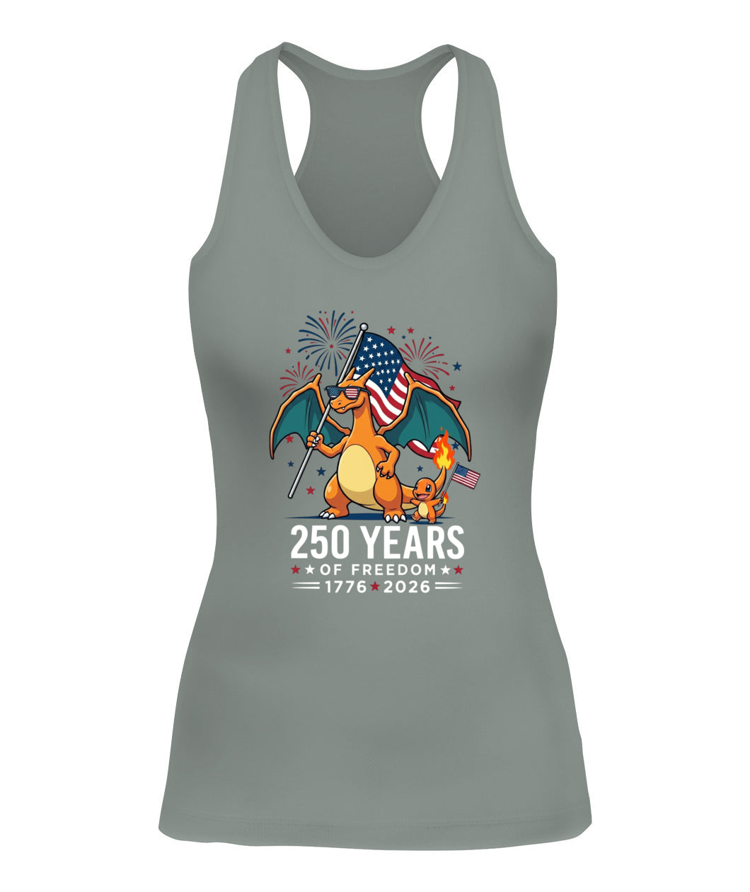 Charizard Charmander 250 Years of Freedom 1776–2026 Patriotic Printed Graphic Hoodie Sweatshirt T-Shirt