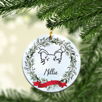 Personalized Dog Ear Custom Ceramic Ornament