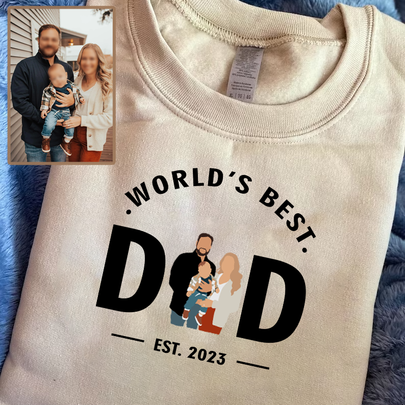 World's Best Dad Personalized Printed Family Photo Hoodie Sweatshirt T-Shirt