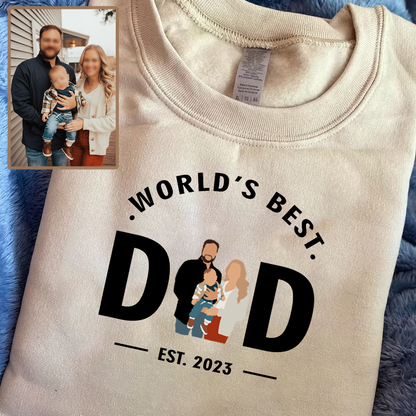 World's Best Dad Personalized Printed Family Photo Hoodie Sweatshirt T-Shirt