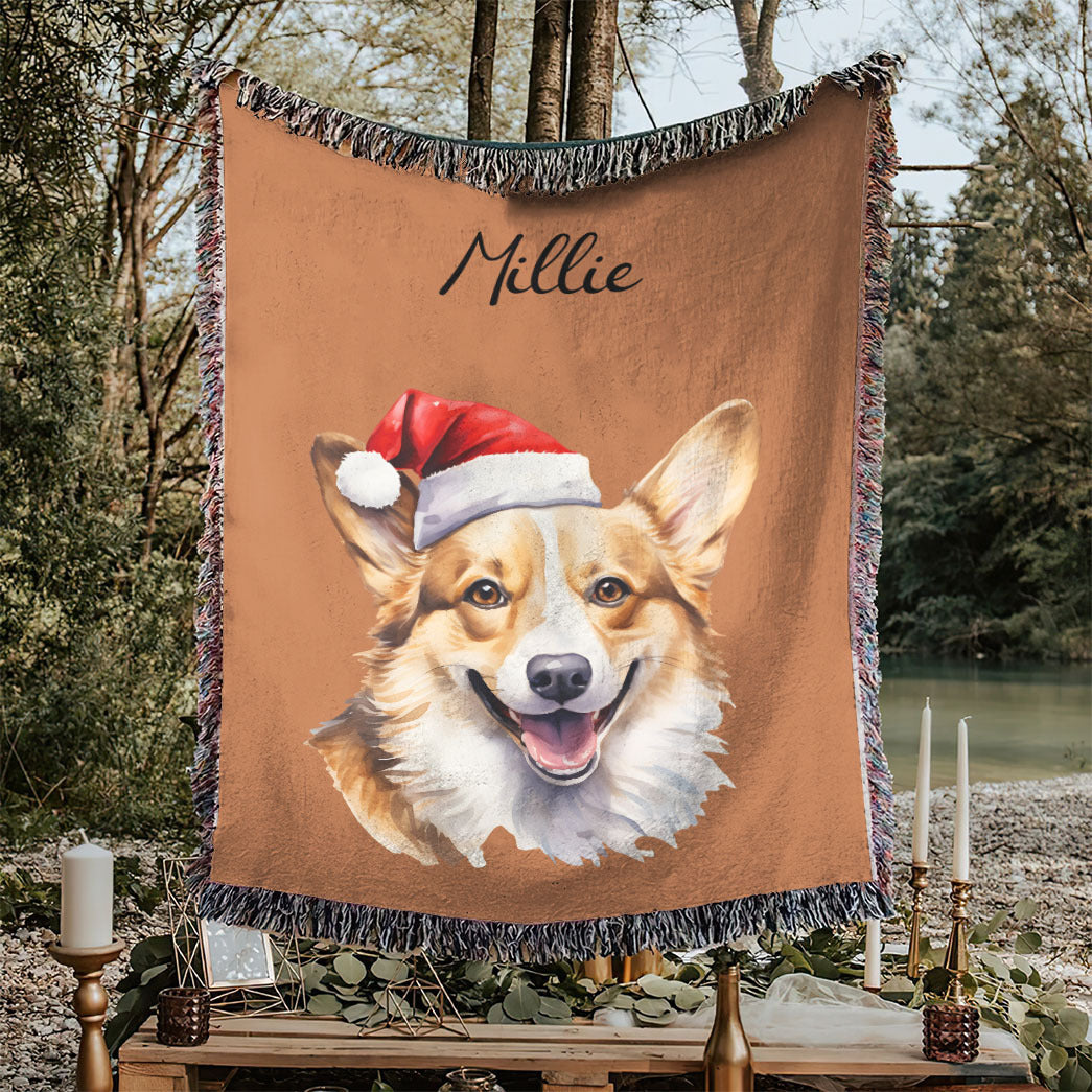 Personalized Pet Christmas Woven Blanket