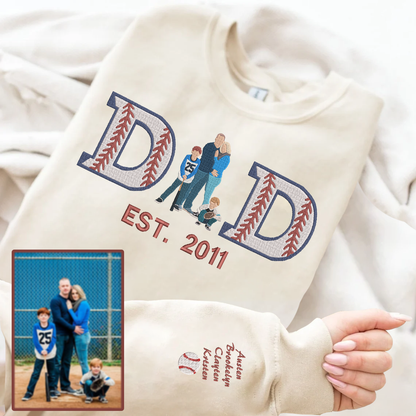 Father's Day Personalized Embroidered Baseball Hoodie Sweatshirt T-Shirt