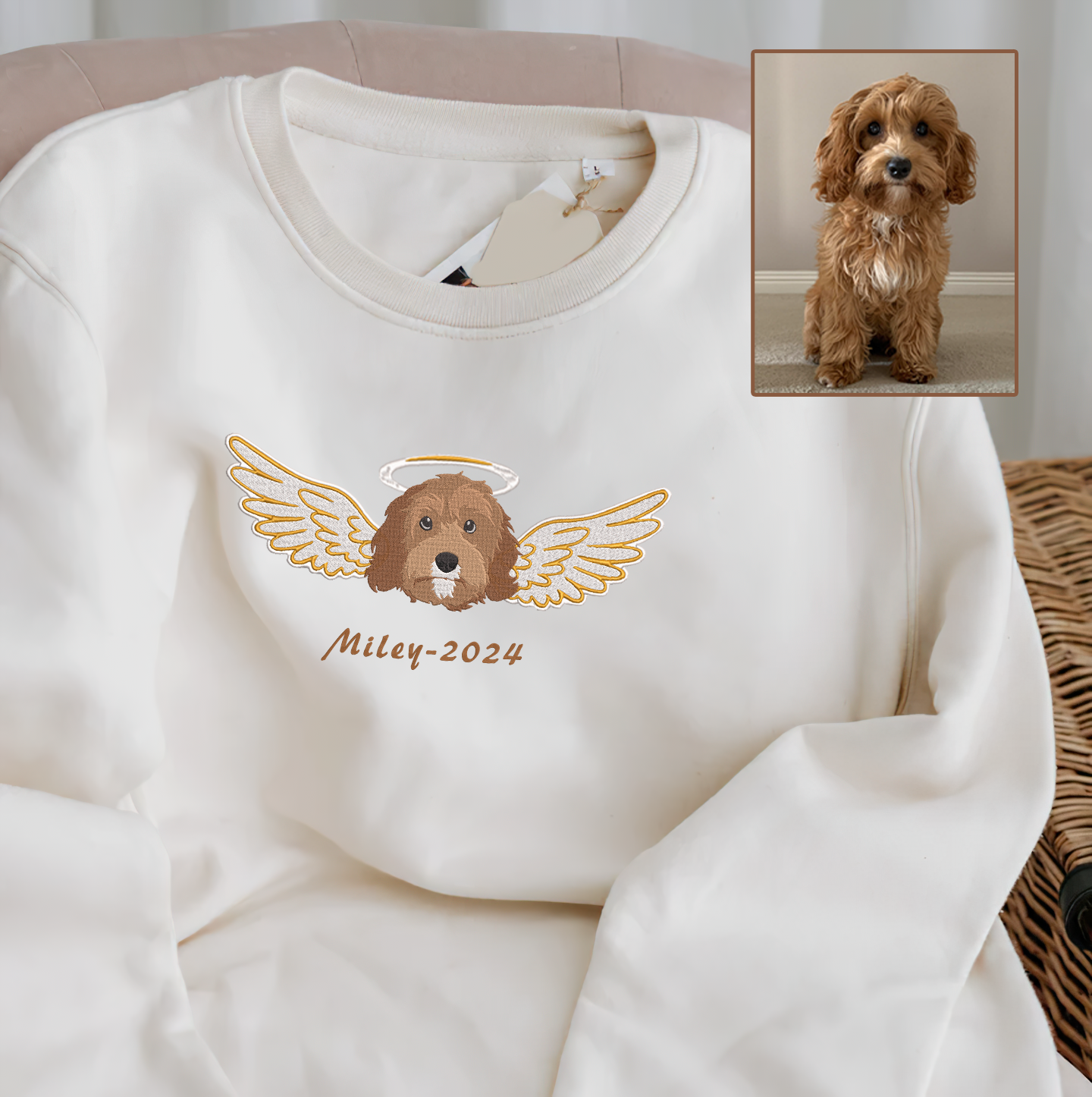 Personalized Embroidered Pet Dog Cat Loss Memorial Hoodie Sweatshirt T-Shirt