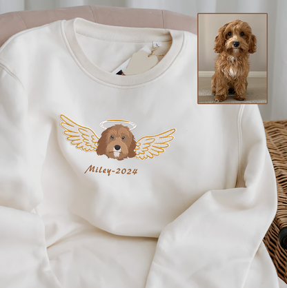 Personalized Embroidered Pet Dog Cat Loss Memorial Hoodie Sweatshirt T-Shirt