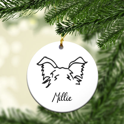 Personalized Dog Ear Custom Ceramic Ornament