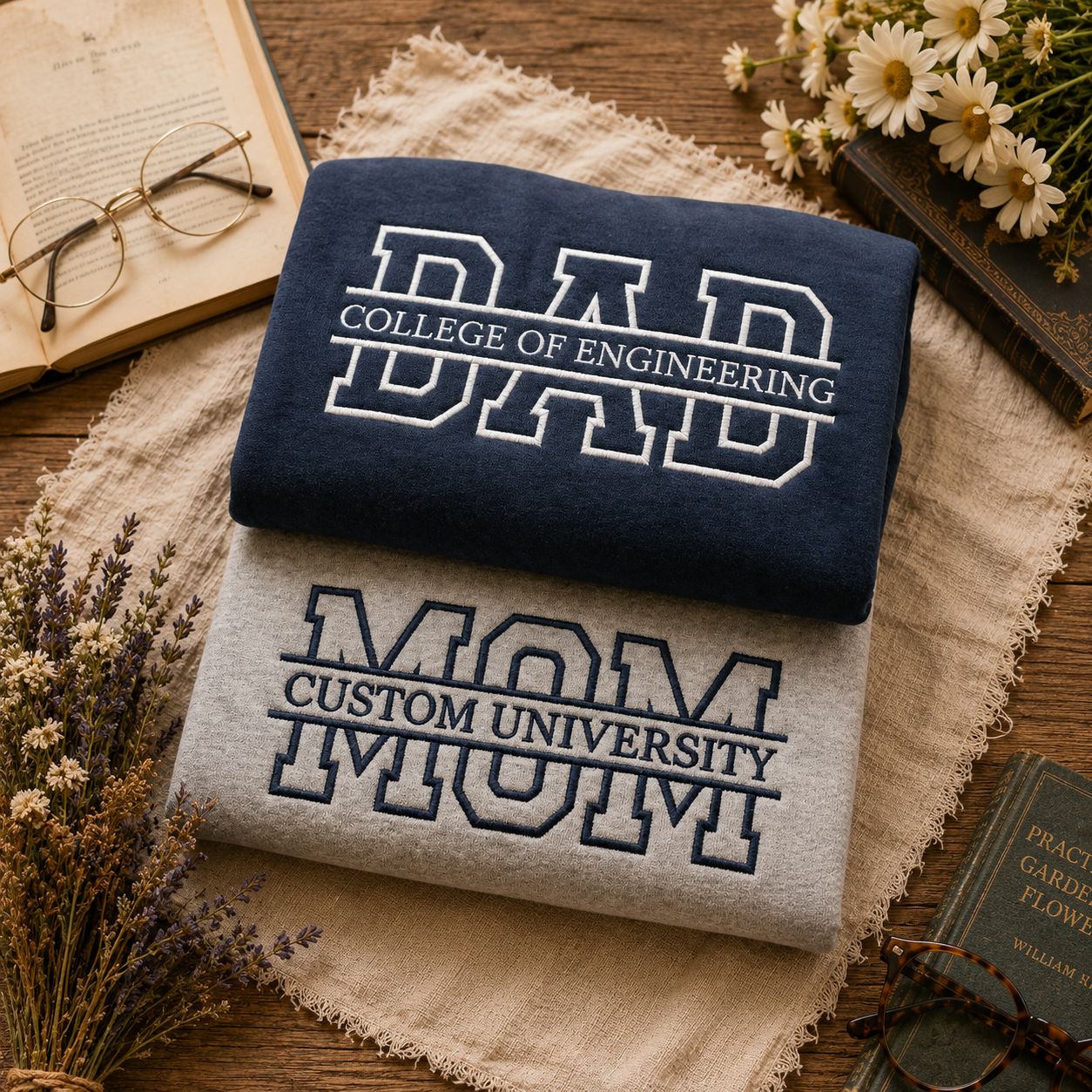 Custom Mom Dad Embroidered Sweatshirt With Names, Personalized Matching Family Crewneck, Custom Gift For Parents, Father's Day Gift