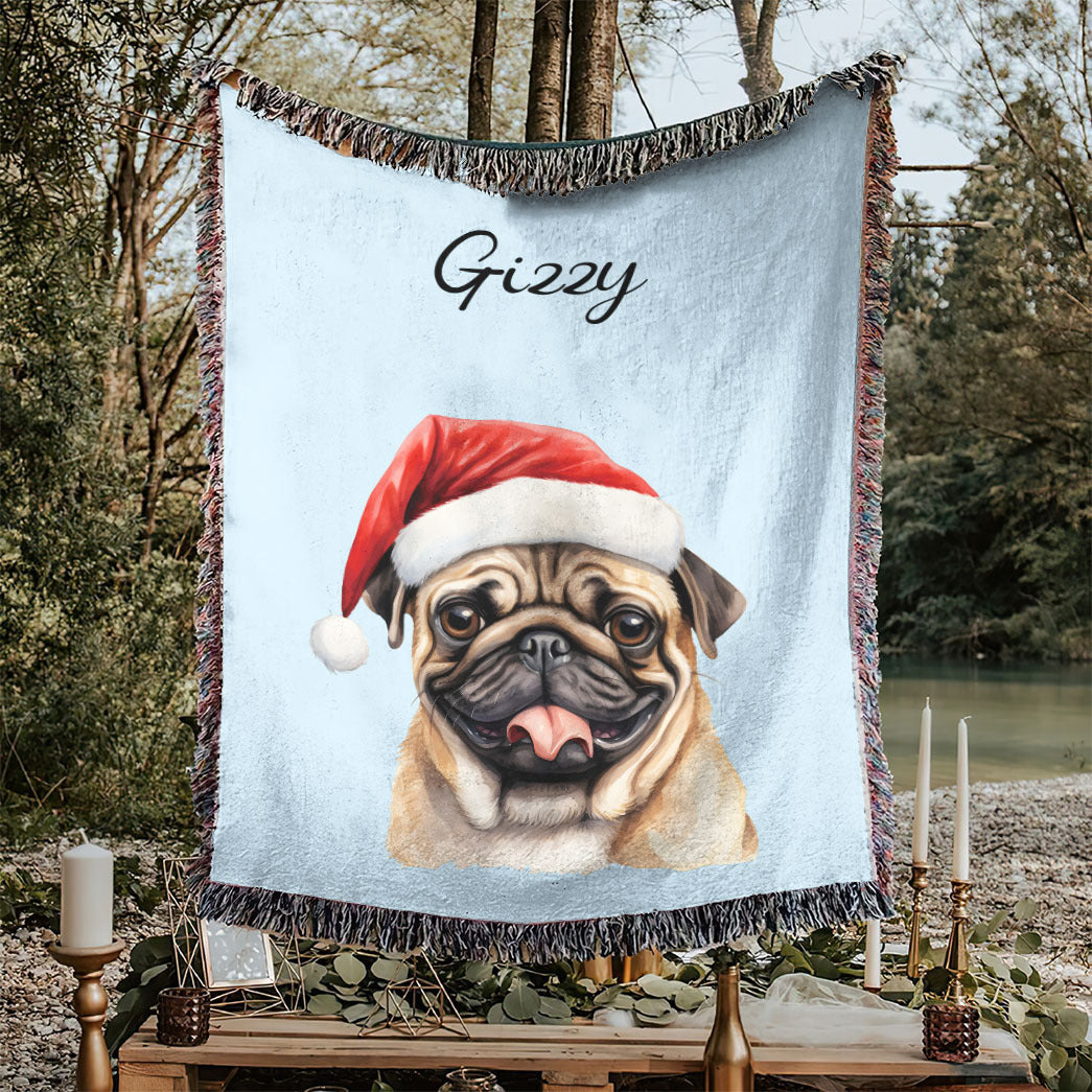 Personalized Pet Christmas Woven Blanket