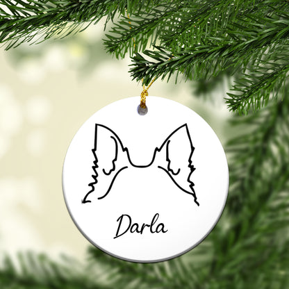 Personalized Dog Ear Custom Ceramic Ornament