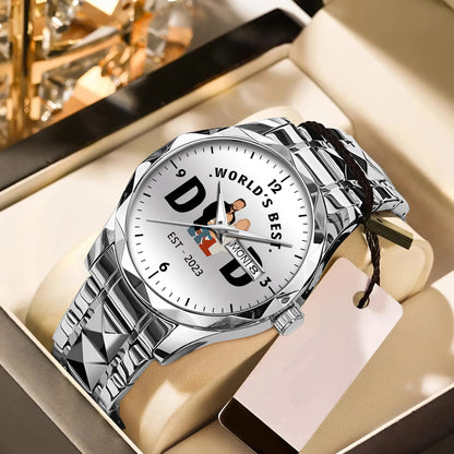 Father's Day Gift For Dad Personalized Alloy World's Best Dad Quartz Watch with Family Photos