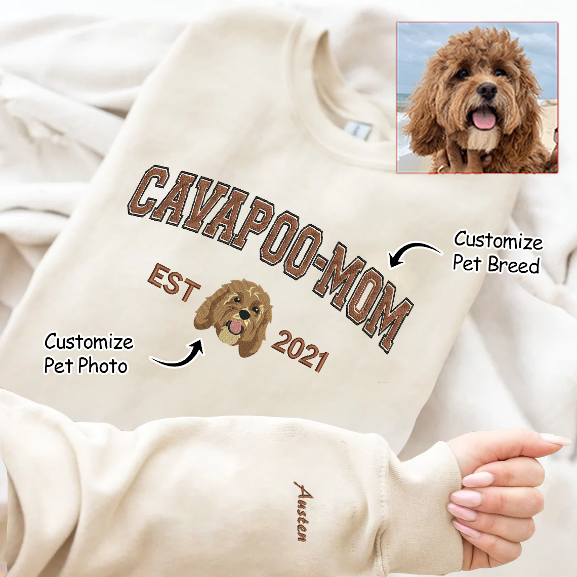 Mother's Day Personalized Embroidered Pet Dog Cat Hoodie Sweatshirt T-Shirt