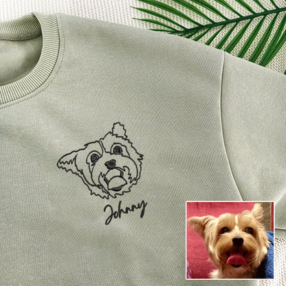 Personalized Embroidered Pet Dog Cat Outline Hoodie Sweatshirt T-Shirt