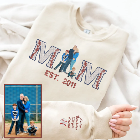 Mother's Day Personalized Embroidered Baseball Hoodie Sweatshirt T-Shirt