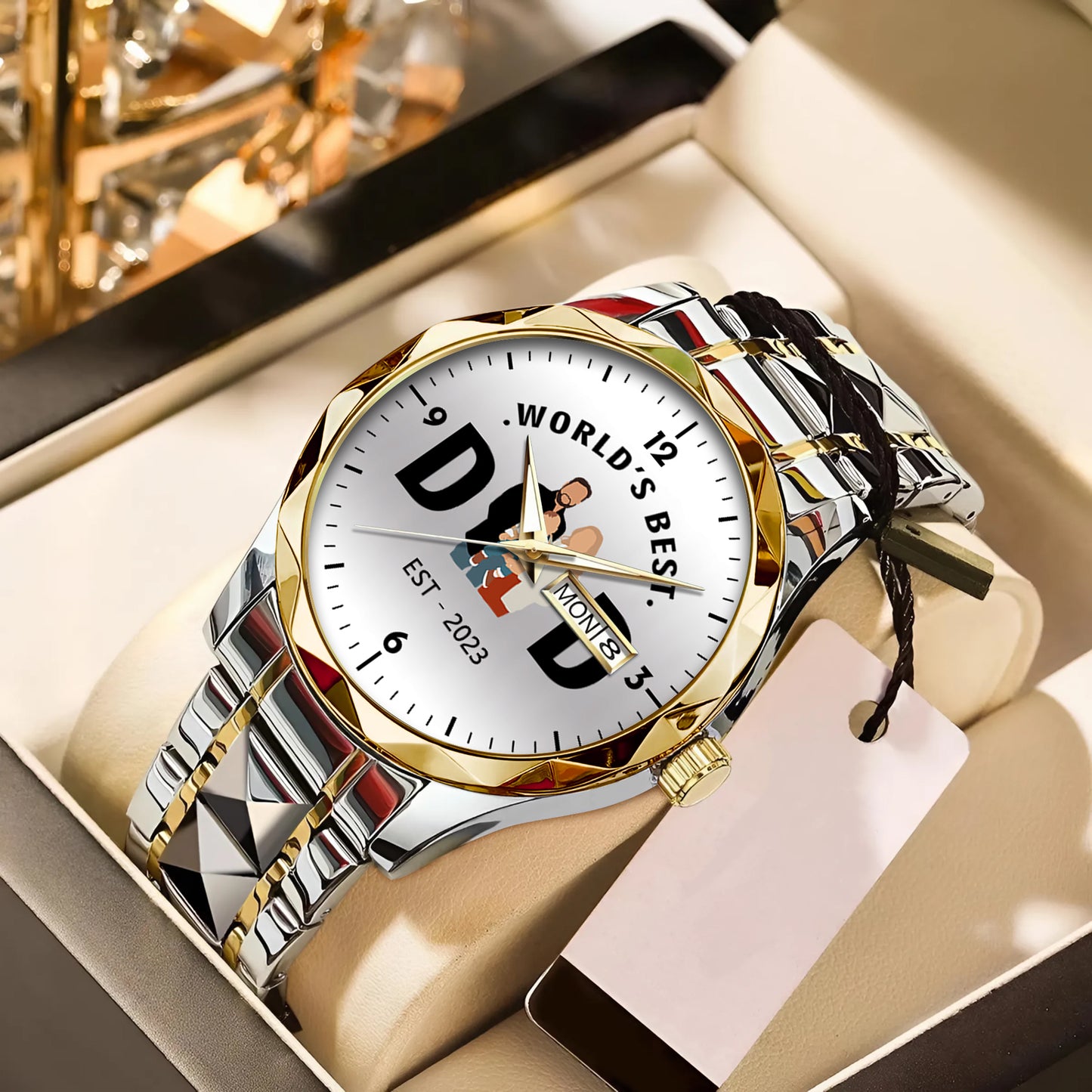 Father's Day Gift For Dad Personalized Alloy World's Best Dad Quartz Watch with Family Photos