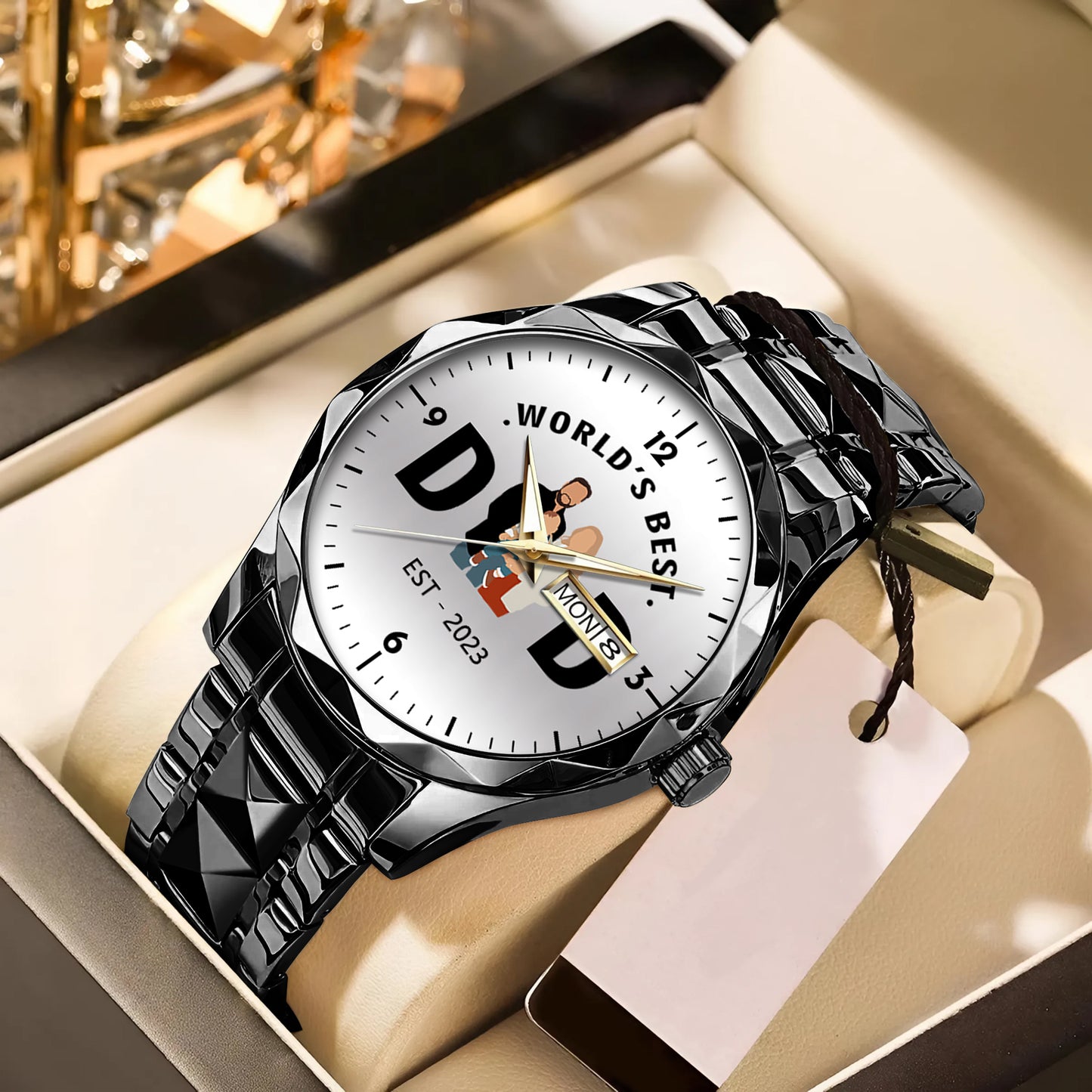 Father's Day Gift For Dad Personalized Alloy World's Best Dad Quartz Watch with Family Photos