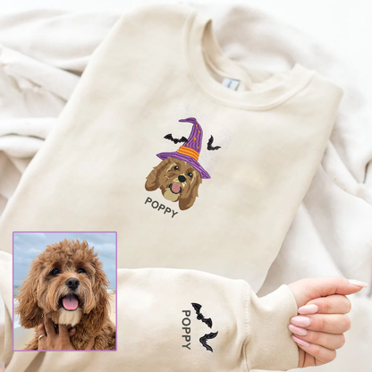 Halloween Personalized Embroidered Pet Dog Cat Photo Hoodie Sweatshirt T-Shirt