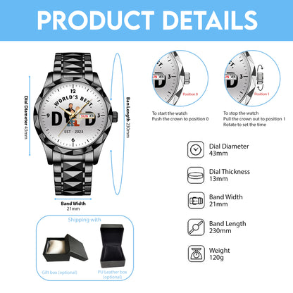 Father's Day Gift For Dad Personalized Alloy World's Best Dad Quartz Watch with Family Photos
