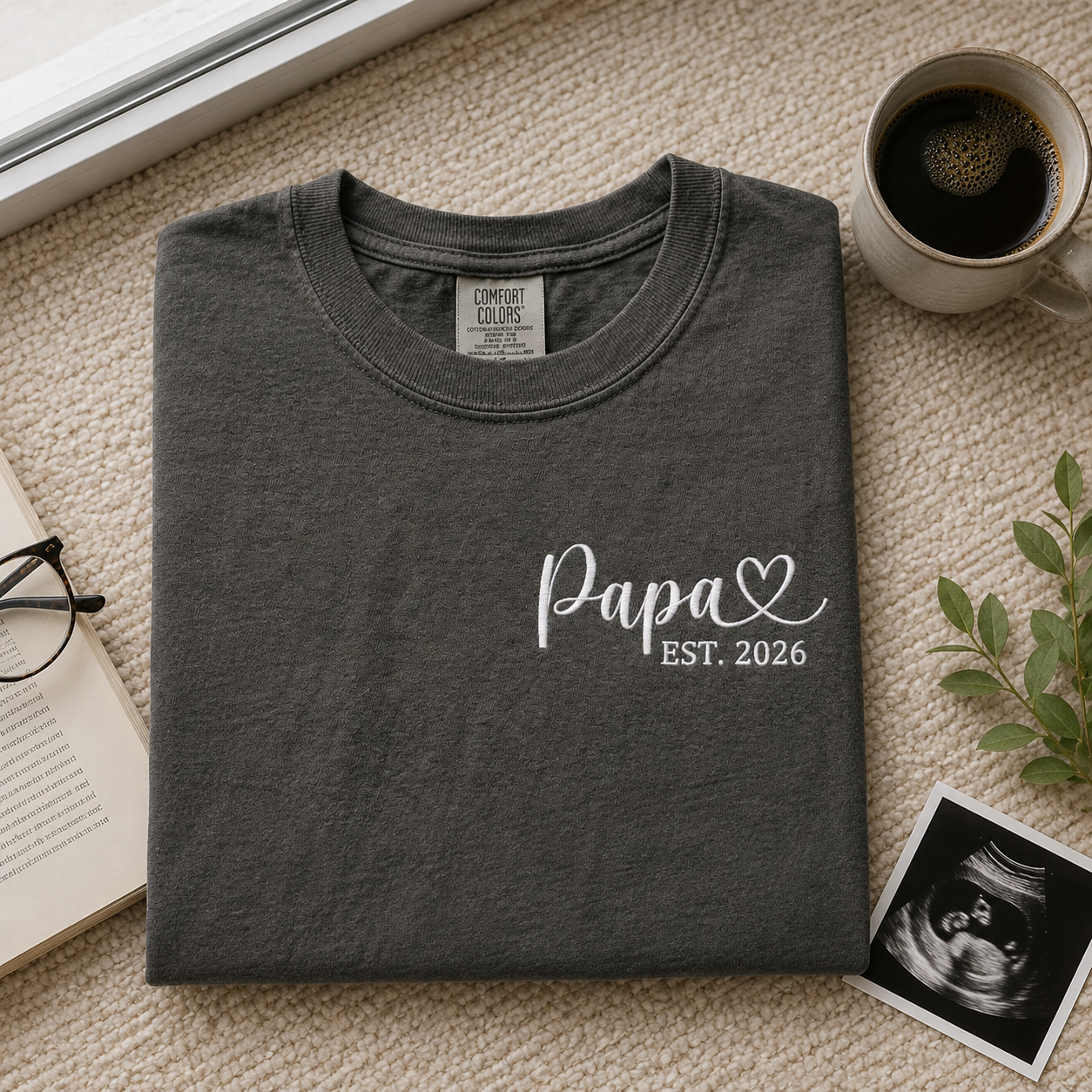 Embroidered Custom Dad Shirt, Personalized Dad Est 2026 Tee, Minimalist Dad Shirt, Gift for Husband, New Dad Gift