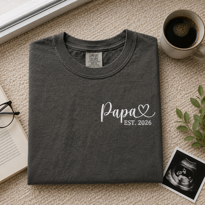 Embroidered Custom Dad Shirt, Personalized Dad Est 2026 Tee, Minimalist Dad Shirt, Gift for Husband, New Dad Gift