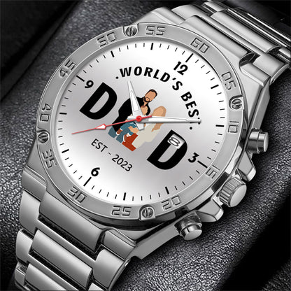 Father's Day Gift For Dad Personalized Alloy World's Best Dad Quartz Watch with Family Photos
