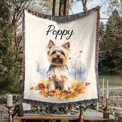 Personalized Pet Autumn Christmas Woven Blanket