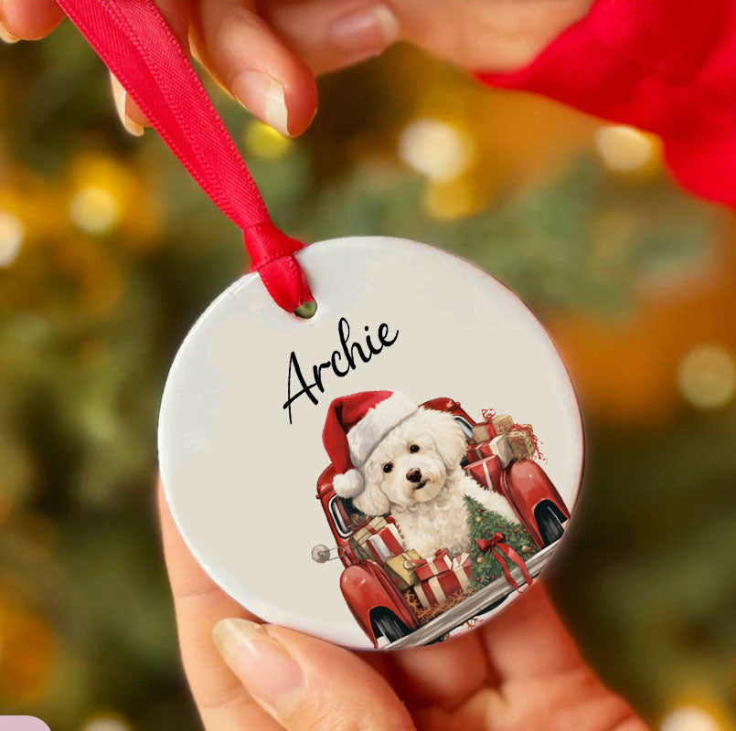 Personalized Dog Car Custom Ceramic Ornament