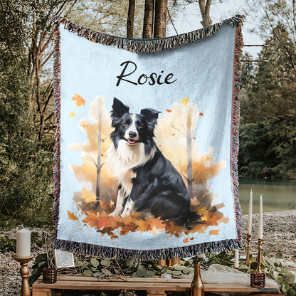 Personalized Pet Autumn Christmas Woven Blanket