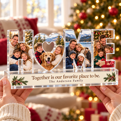 Personalized HOME Family Photo Acrylic Keepsake – Custom Picture Christmas Gift