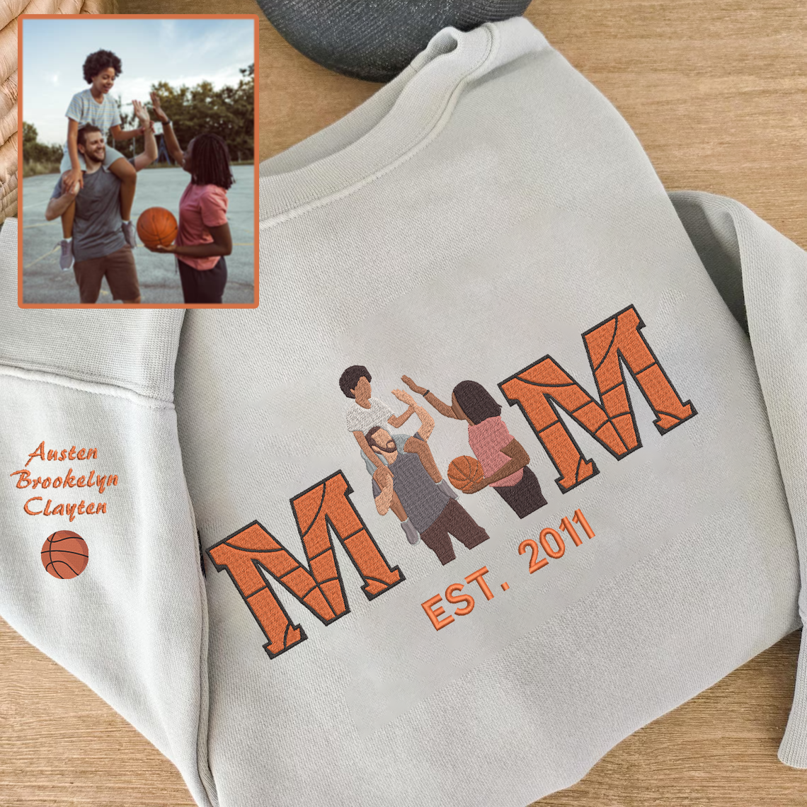 Mother's Day Personalized Embroidered Basketball Hoodie Sweatshirt T-Shirt