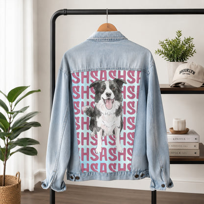 Custom Pet's Photo & Name Printed Denim Jacket