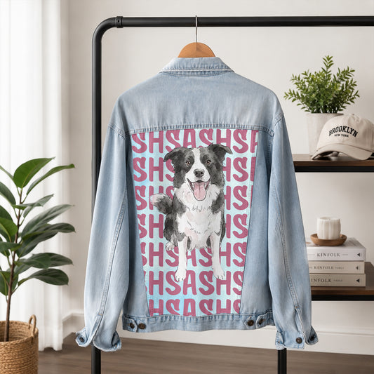 Custom Pet's Photo & Name Printed Denim Jacket