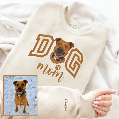 Embroidered Dog Cat Mom Hoodie Sweatshirt T-Shirt