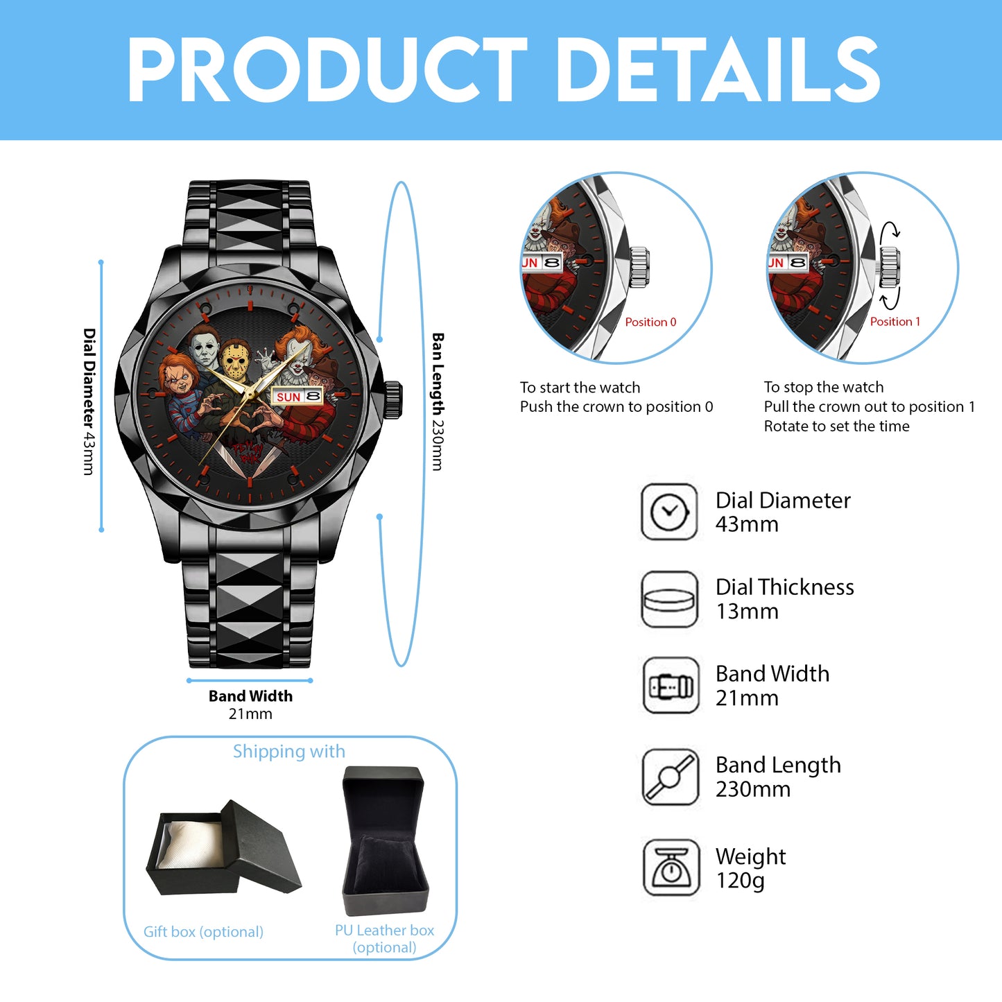 Halloween Horror Personalized Quartz Watch