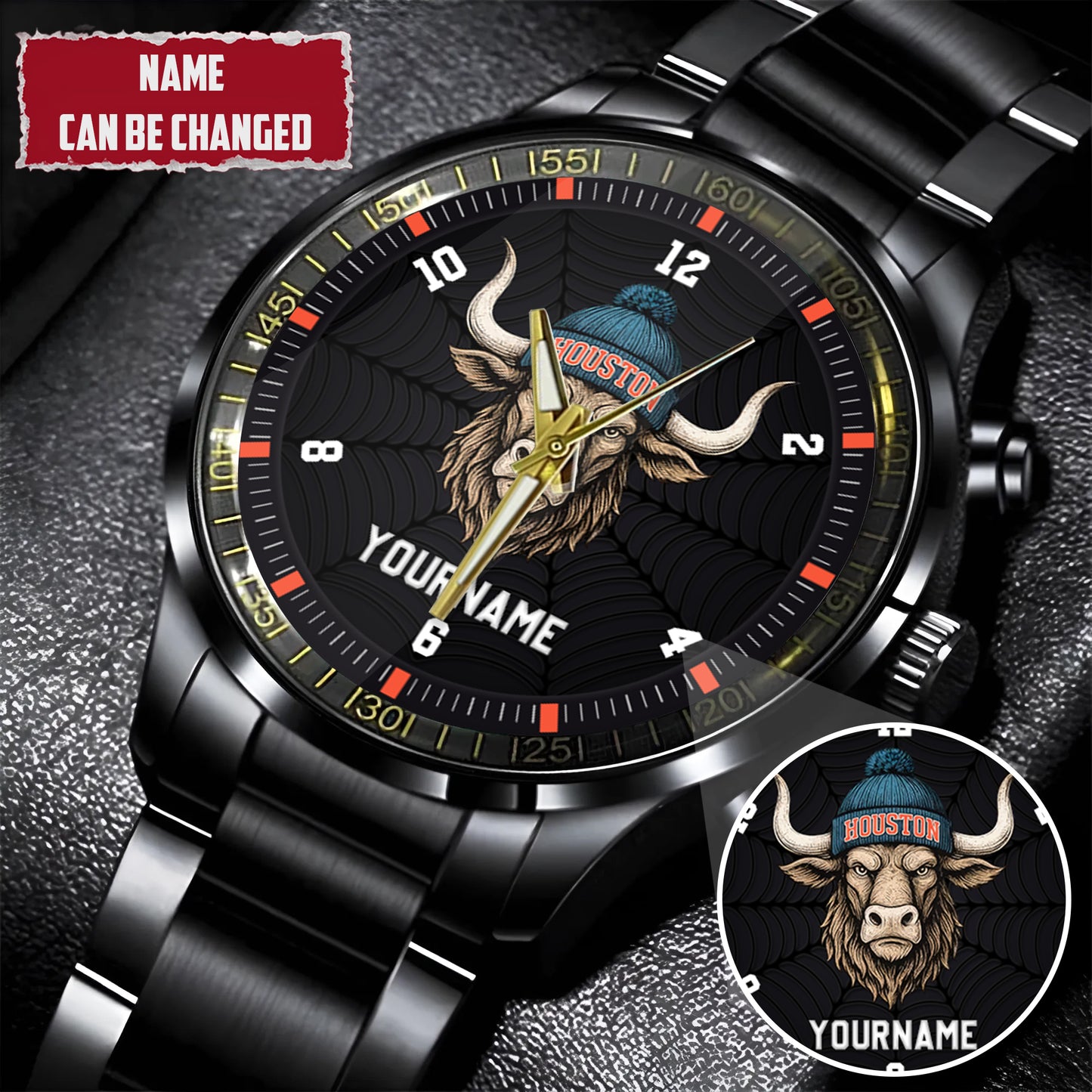 Personalized Retro Mascot Football Custom Name Watch Father's Day Gift For Him