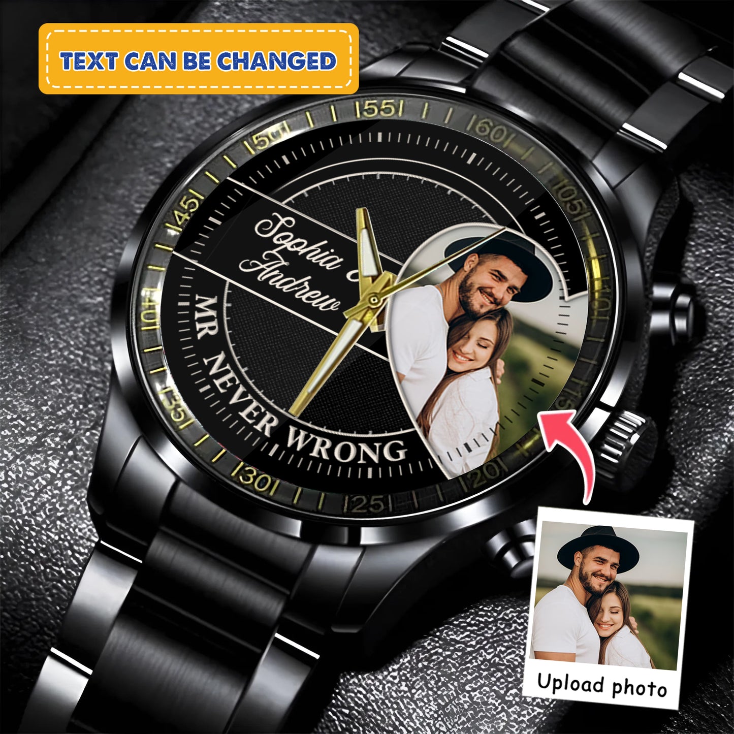 Personalized Heart Couple Photo Keepsake Watches