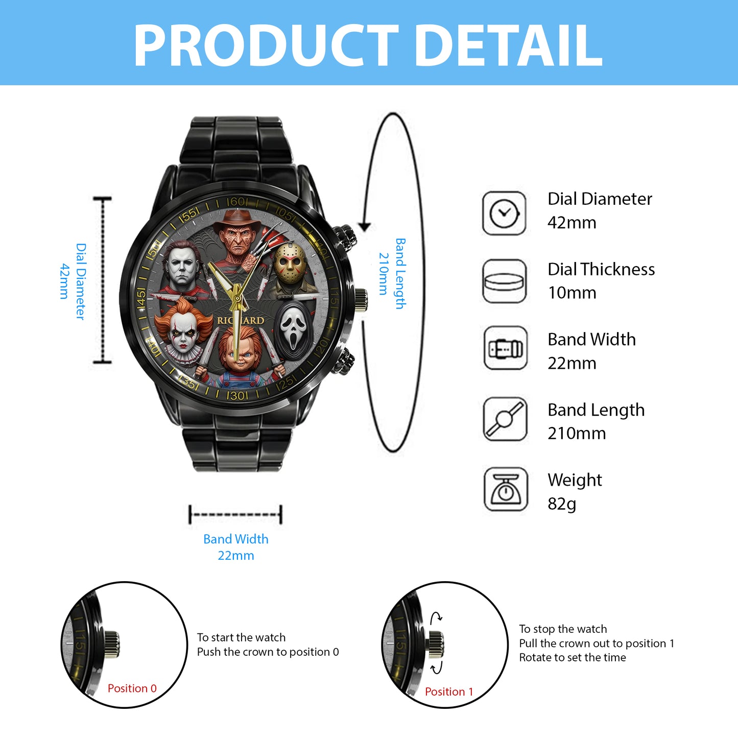 Halloween Horror Movies Personalized Quartz Watch