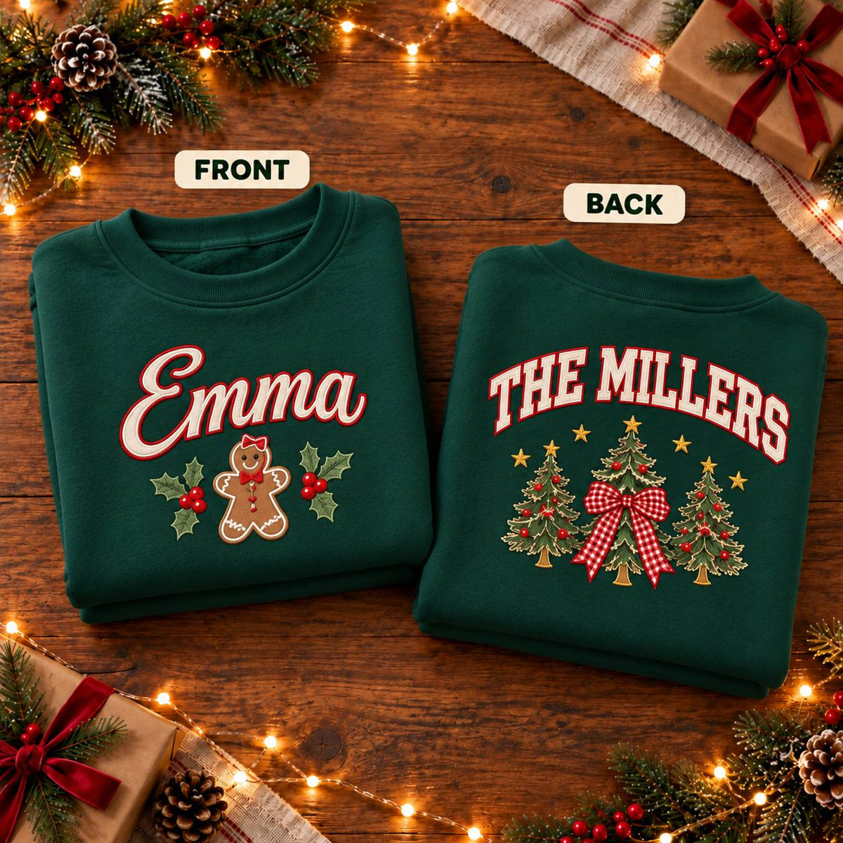 Personalized Christmas Family Sweatshirts, Custom Family Name Matching Christmas Sweatshirt