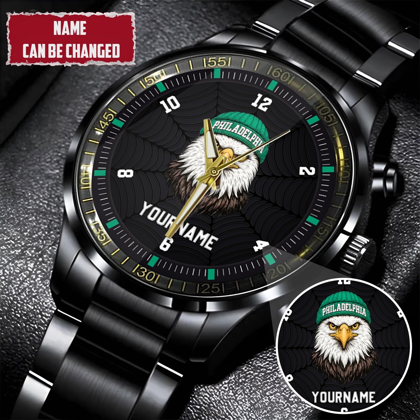 Personalized Retro Mascot Football Custom Name Watch Father's Day Gift For Him