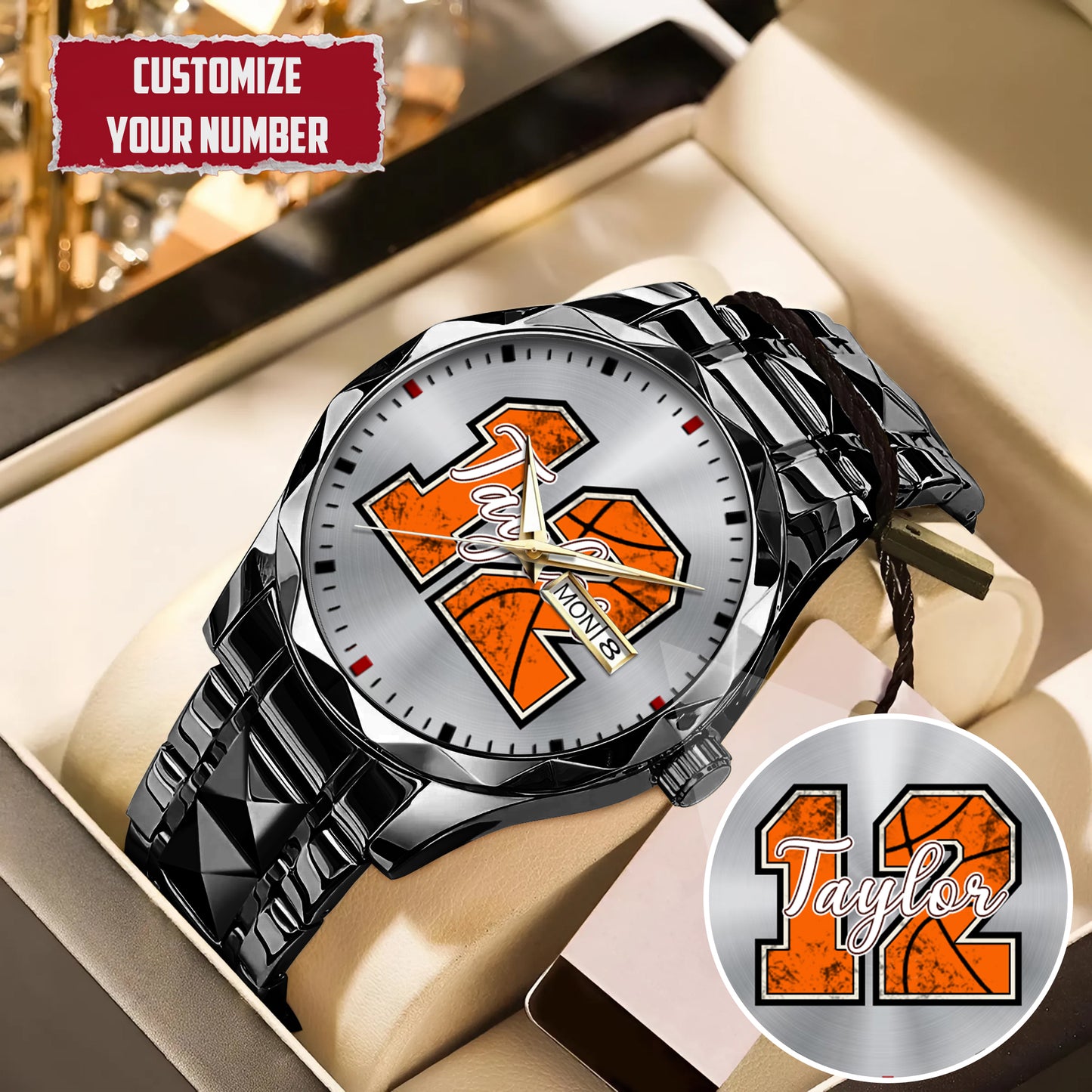 Personalized Basketball Custom Name & Number Watch Father's Day Gift For Him