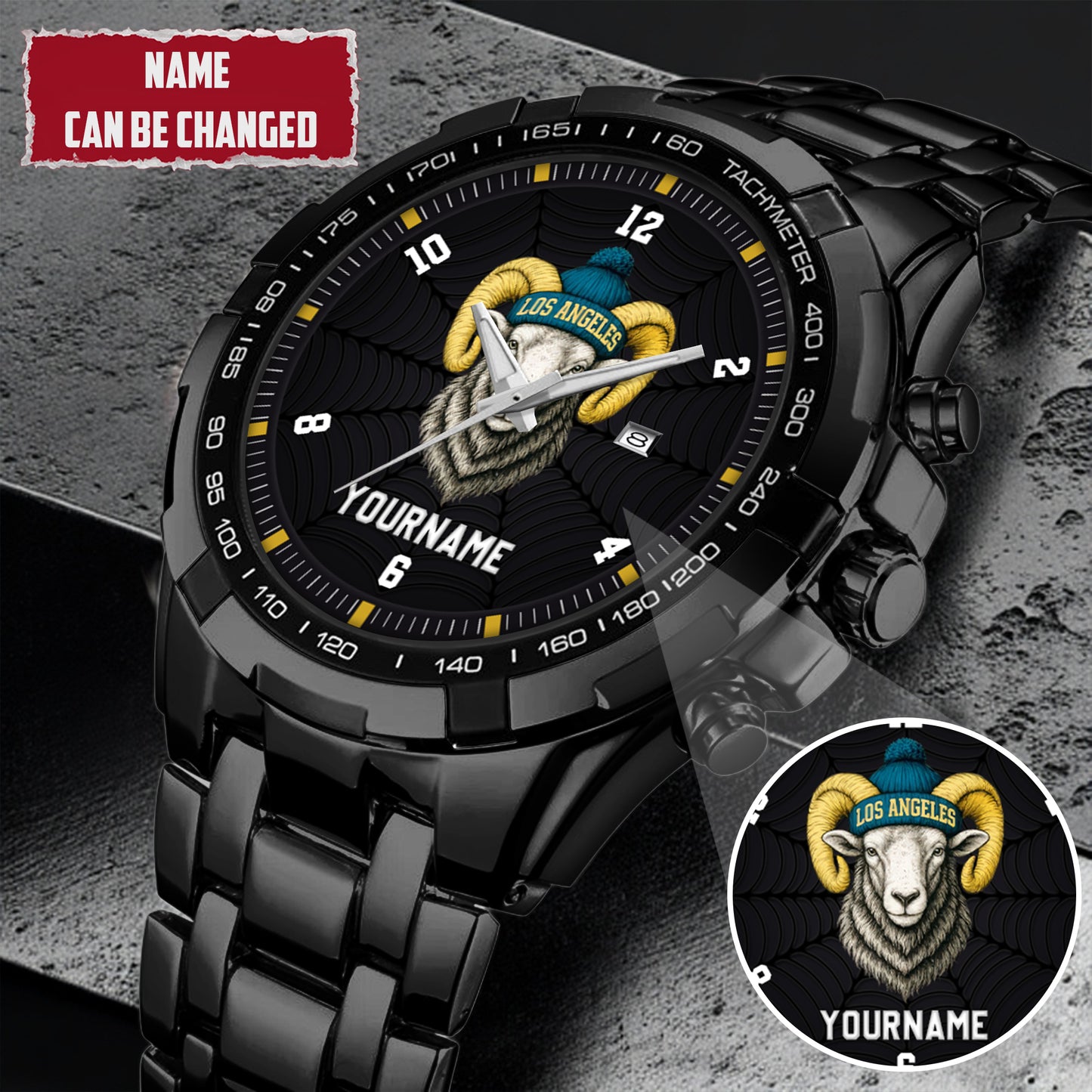 Personalized Retro Mascot Football Custom Name Watch Father's Day Gift For Him