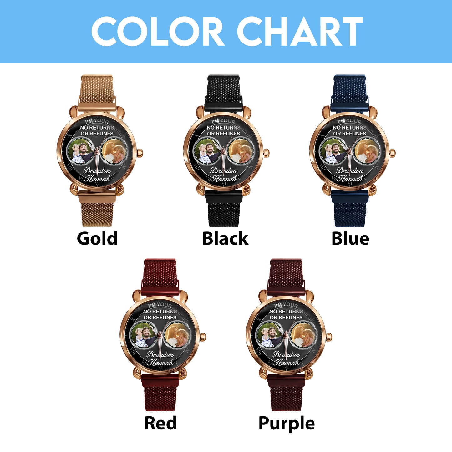 Family Personalized Photos Mesh Strap Quartz Watch