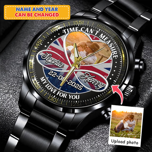 Personalized Family Photo Couple Photo Upload - Custom Stainless Steel Watches - Union Flag Edition