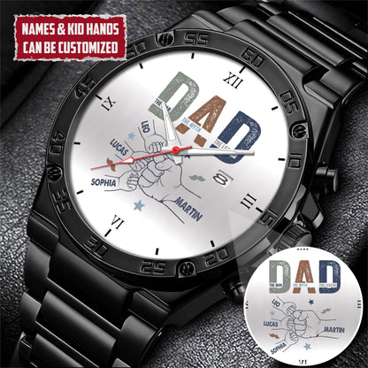 Personalized Dad & Kids Hands Quartz Watch Father's Day Gift For Him