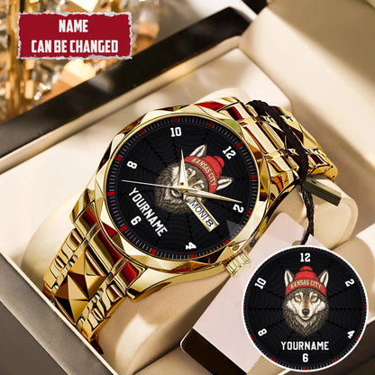 Personalized Retro Mascot Football Custom Name Watch Father's Day Gift For Him