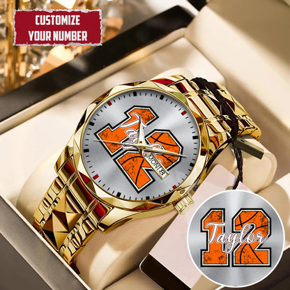 Personalized Basketball Custom Name & Number Watch Father's Day Gift For Him