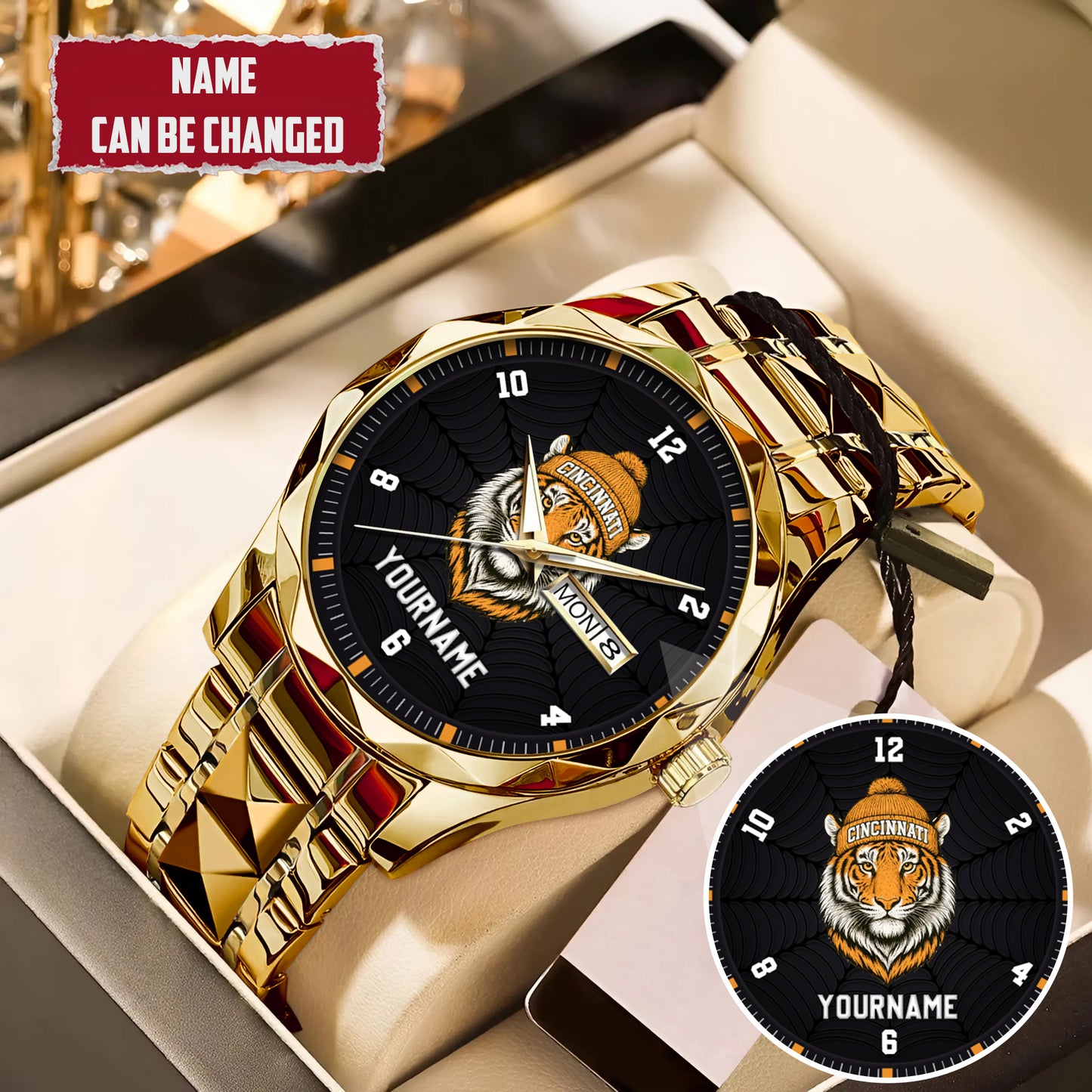 Personalized Retro Mascot Football Custom Name Watch Father's Day Gift For Him