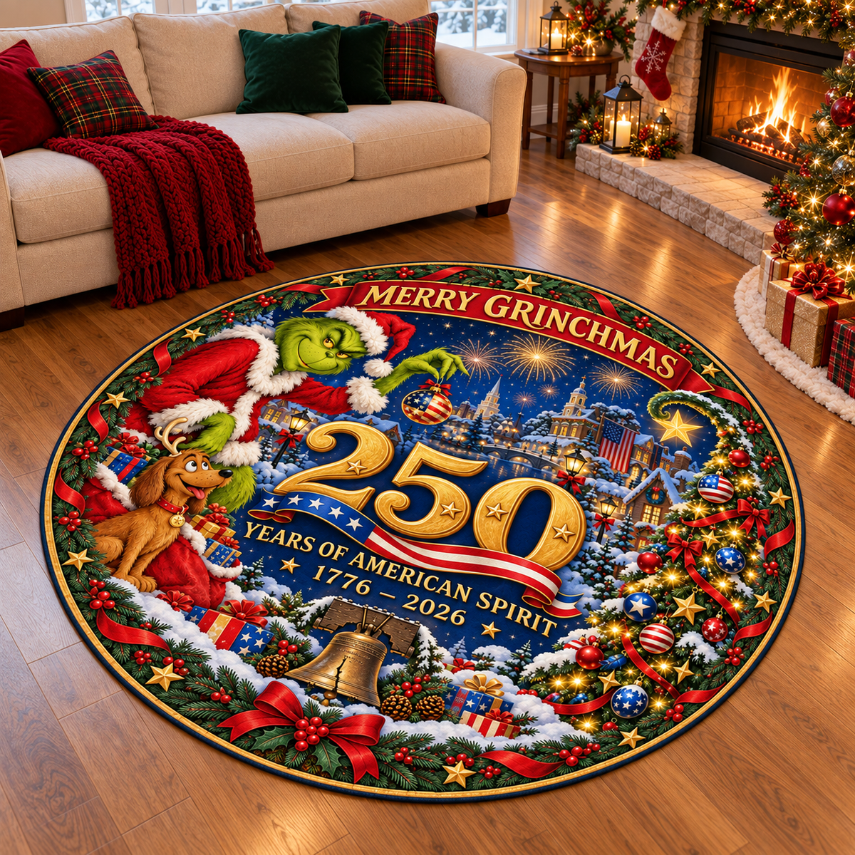 Christmas Grinch 250th USA Anniversary Custom Floor Mat