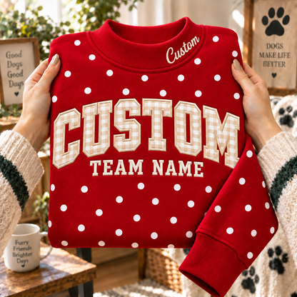 Personalized Custom Text Embroidered Polka Dot Sweatshirt